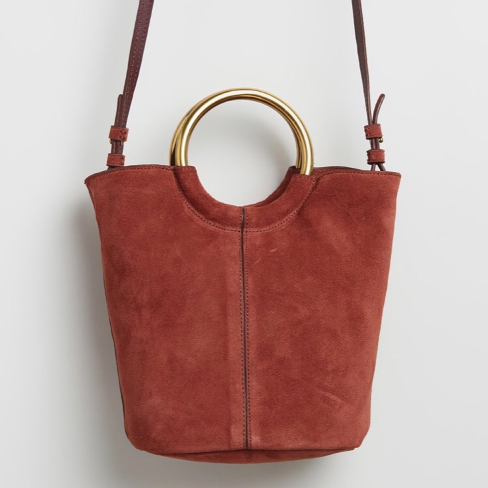 J. Crew NWT Suede‎ Bracelet Bucket Bag - Deep Redwood